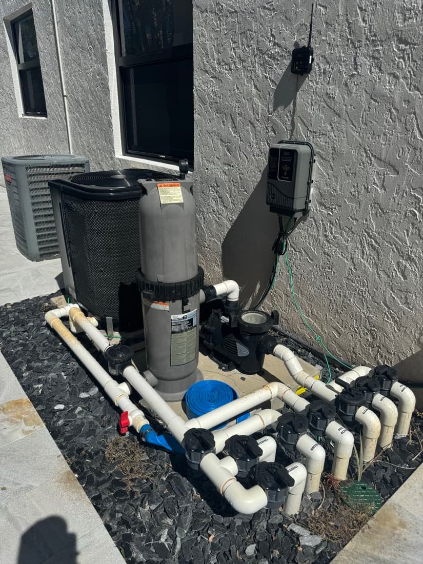 Clean, leak-free pool equipment pad after preventive service