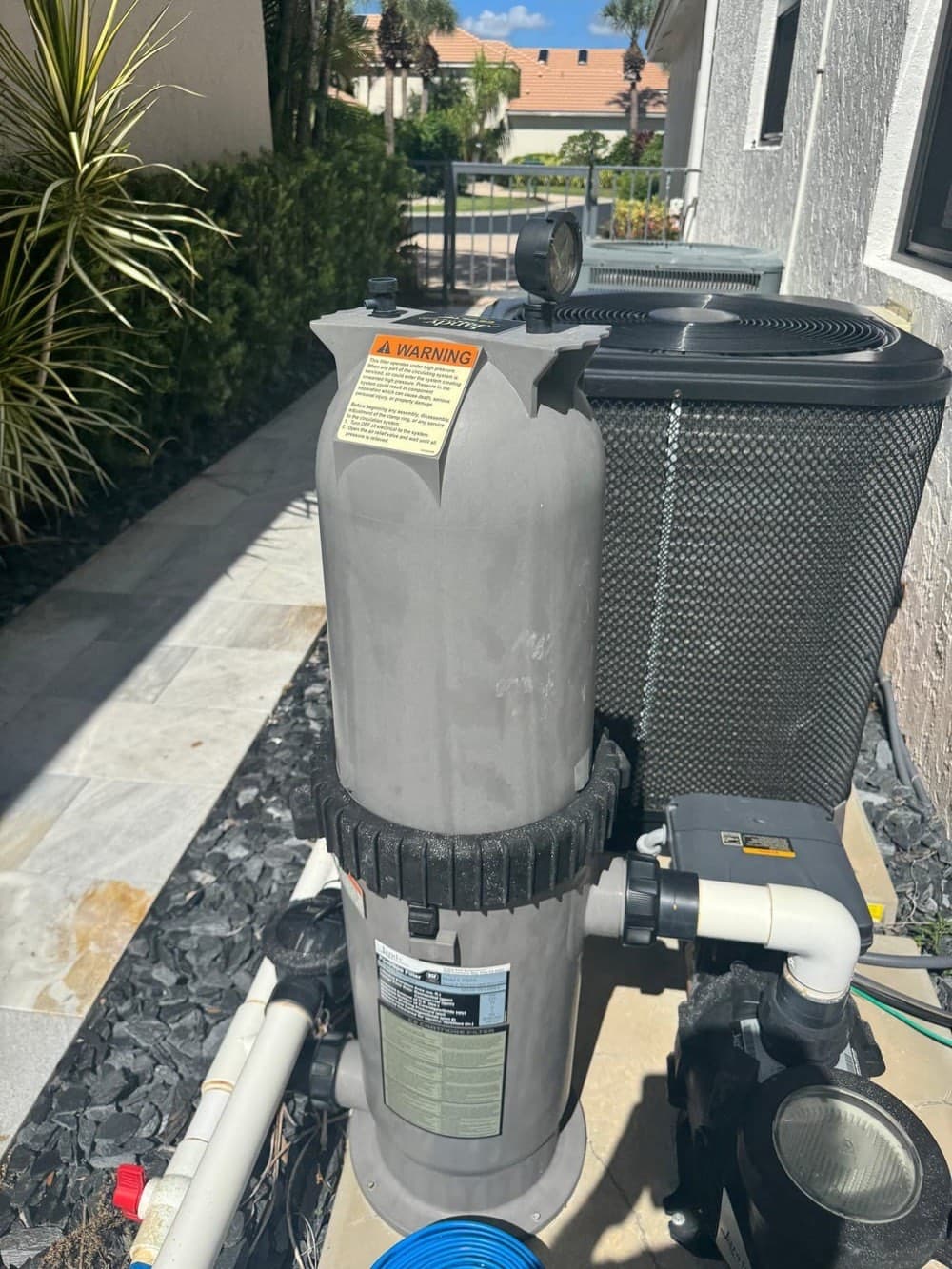 Variable-speed pool pump and cartridge filter equipment pad