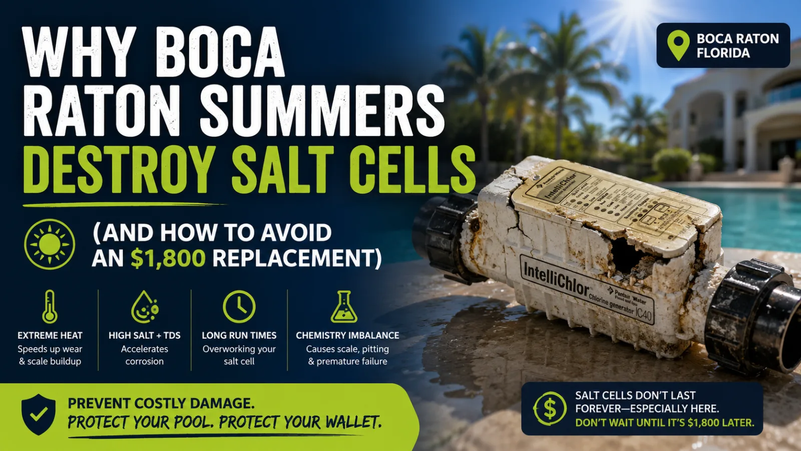 Why Boca Raton Summers Destroy Your Pool Salt Cell